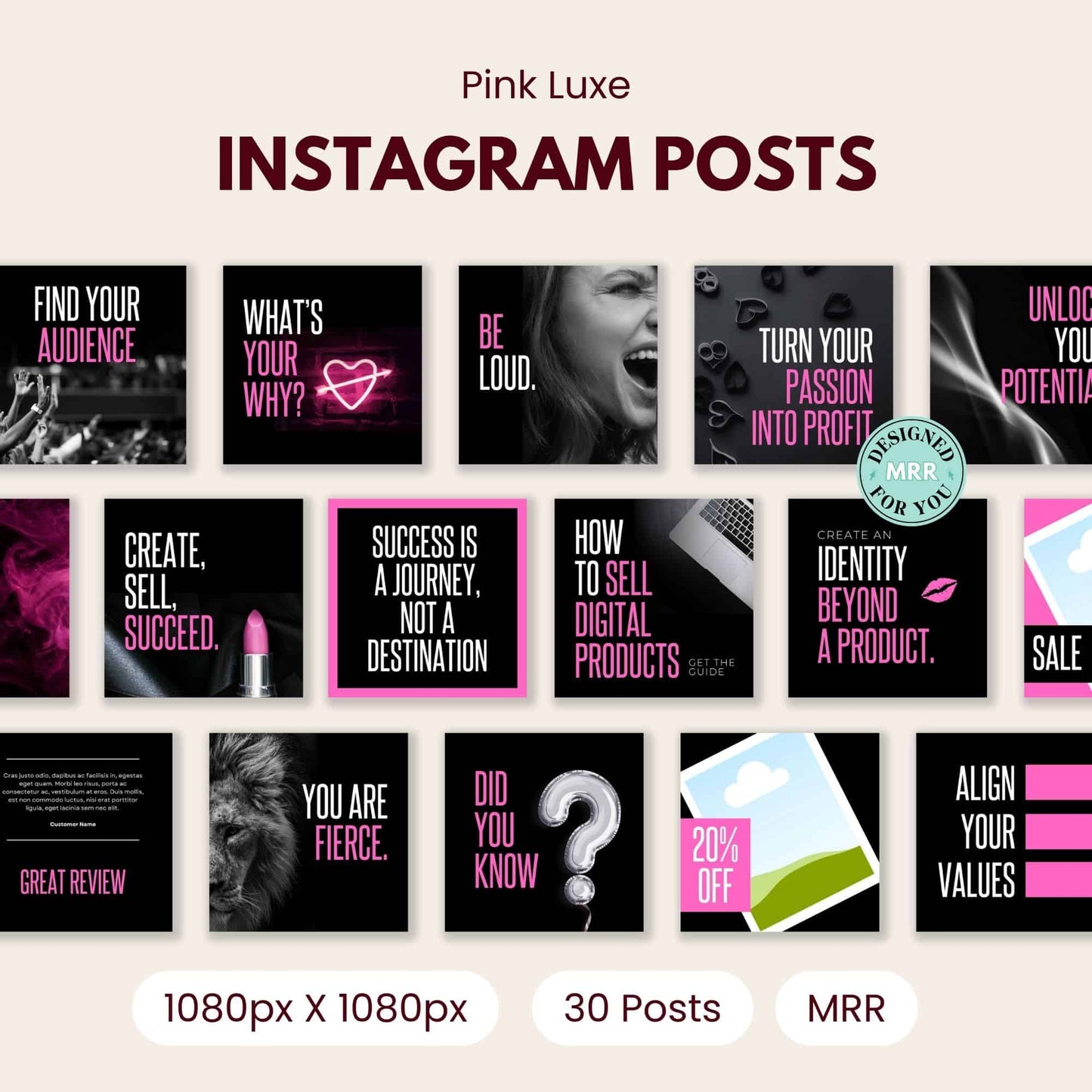Instagram Posts with MRR • Pink Luxe